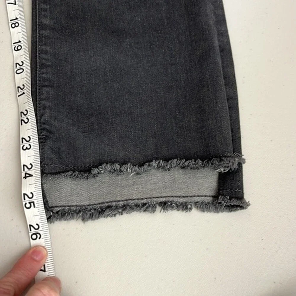 DKNY Charcoal Grey Silver Sequins Raw Hem Cropped Skinny Pants Size 29